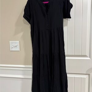 August Sky Black Midi Dress